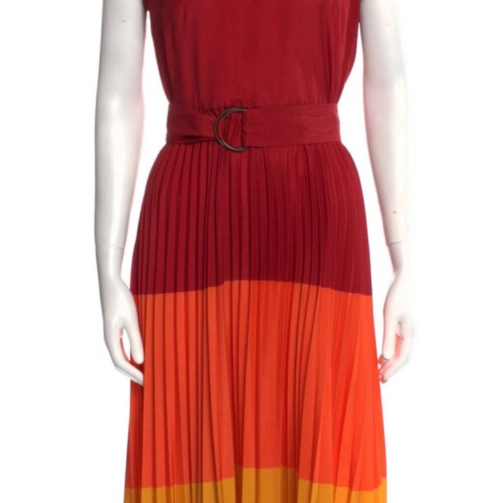 Akris Punto Colorblock Pattern Midi Length Dress … - image 3